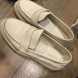 Aldo Off-White Leather Loafers